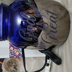 Scentsy God is Great Electric Wax Warmer With Bulb NIB Metallic Blue Ombre`